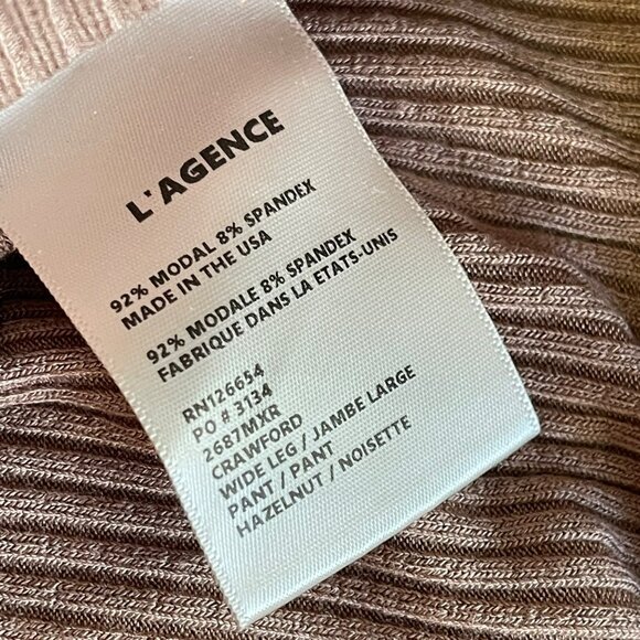 L'Agence XL Brown Ribbed Wide-Leg Pullon Ribbed Pants Sz XL NWOT - Picture 5 of 6